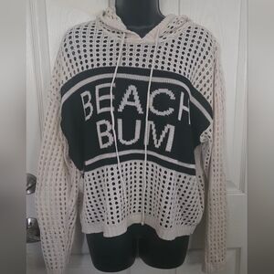 Beach Bum Knit Hoodie Sweater And Shorts - Cream and Black